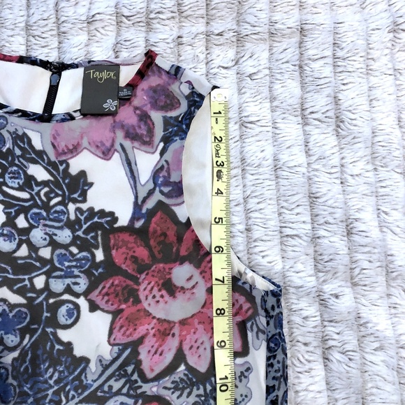 Taylor Sleeveless Floral Chiffon Shift Dress - NWT - Picture 9 of 12